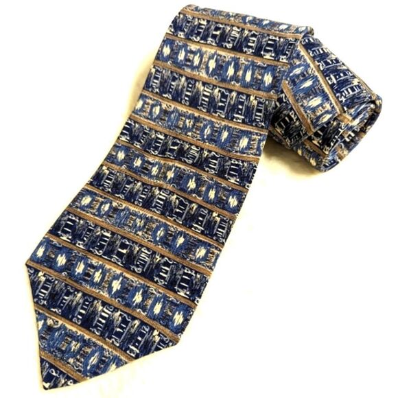 Vintage Men's 100% Italian Silk Tie Abstract Motif by JT Beckett - Picture 6 of 11